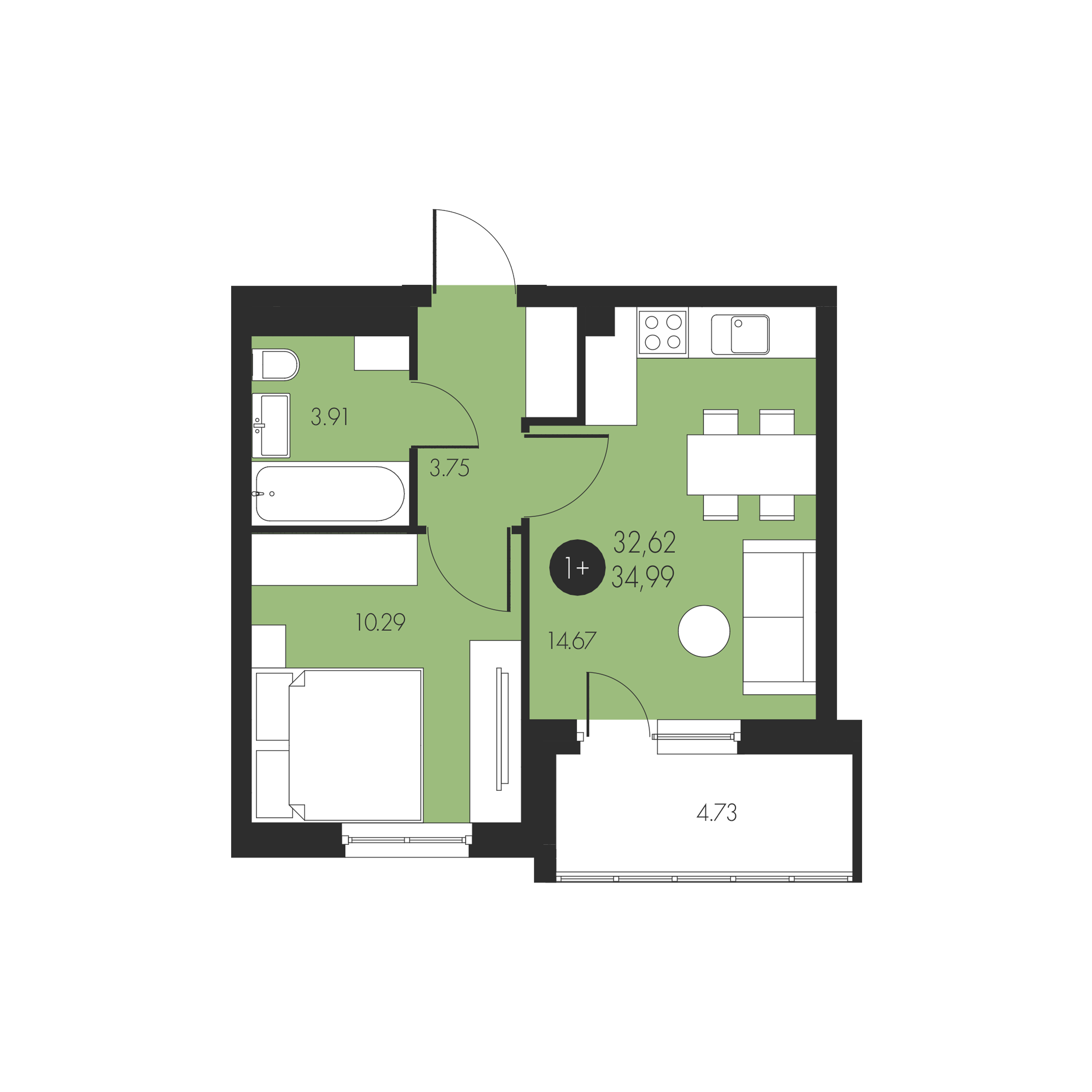 Дизайнер предложила 6 функциональных планировок евродвушки на 45 м² — INMYROOM